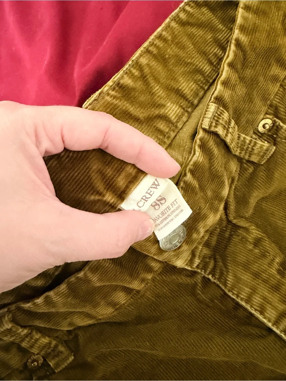 JCREW Olive Corduroy Pants - Classic Straight Fit